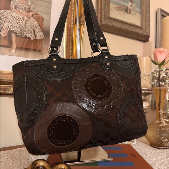 Coach Handbags - Coach Circle Patchwork East West Tote,